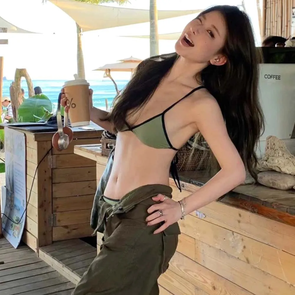 Новый комплект из двух предметов женский армейский зеленый купальник