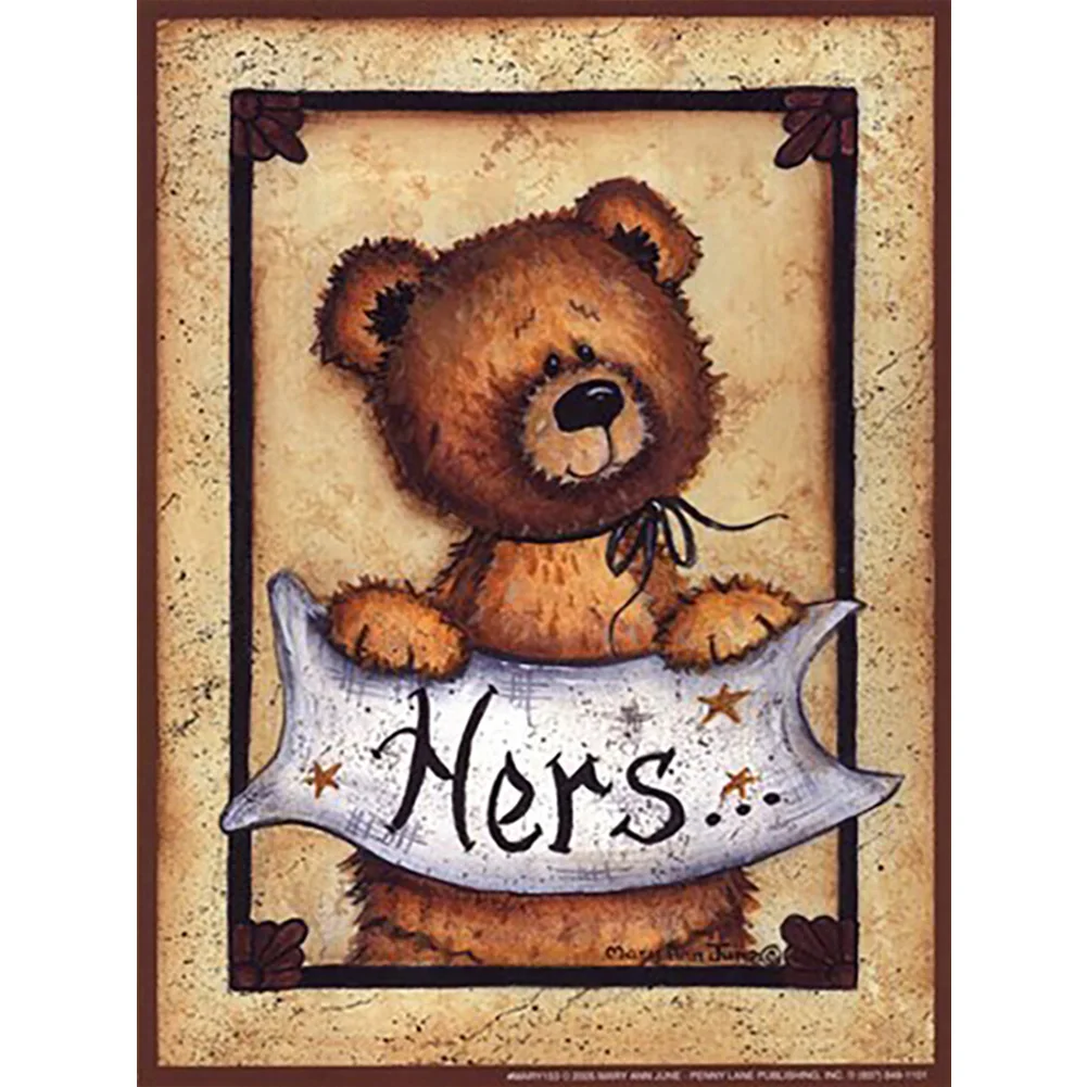 Круглая Алмазная мозаика детский набор с мультяшным медведем простое творчество