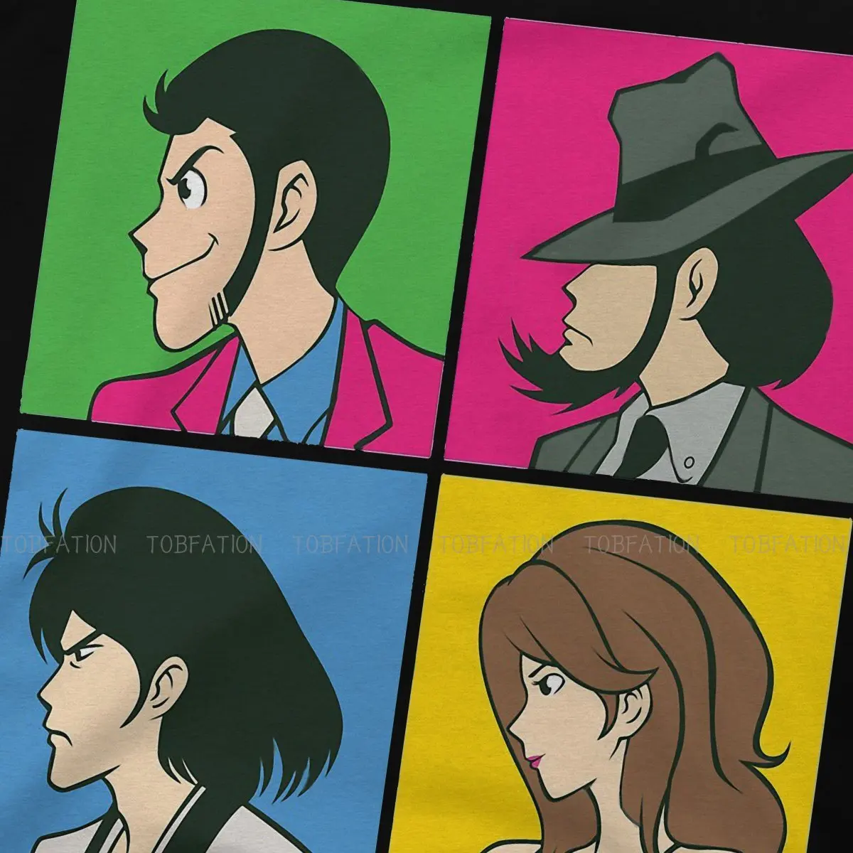 Lupin третий профиль ТВ-сериала Мужская футболка с круглым вырезом свободная из