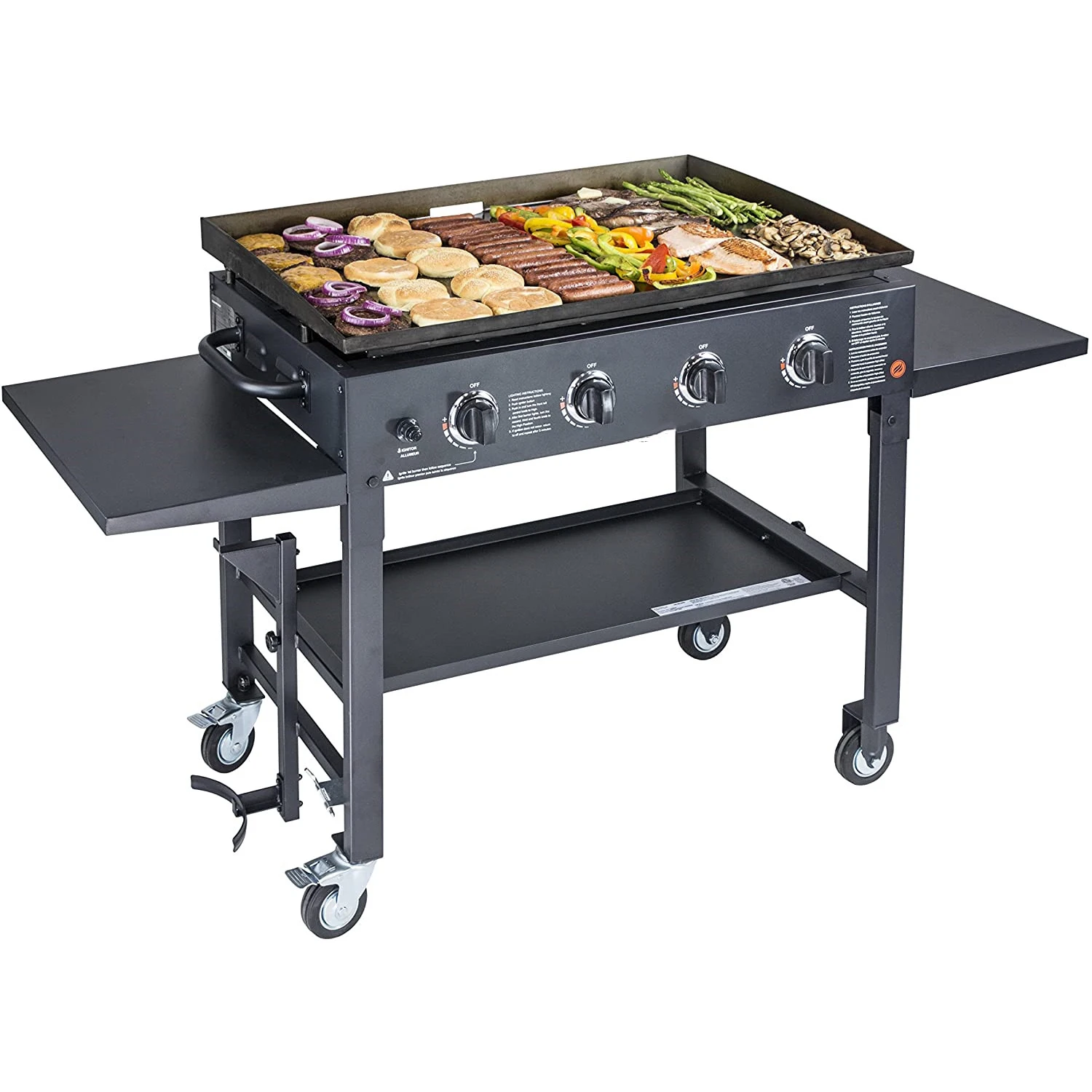 

36 inch flat top gas stove cooking 4 burner family dinner smoke-free barbecue stove