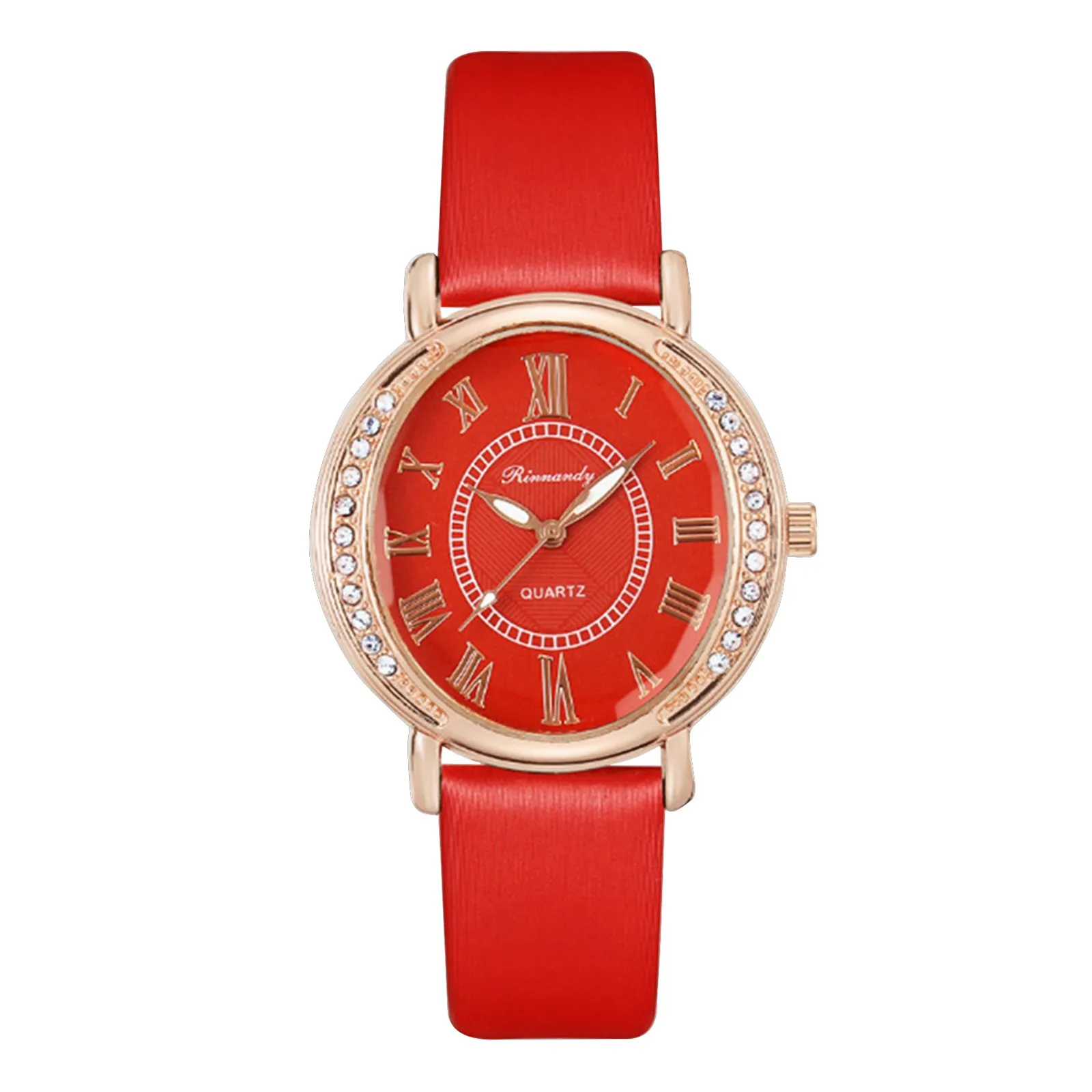 

Ladies Watch Classic Red Disc Roman Numerals Analog Quartz Wristwatch Temperament Fashion Business Banquet Hostess Style