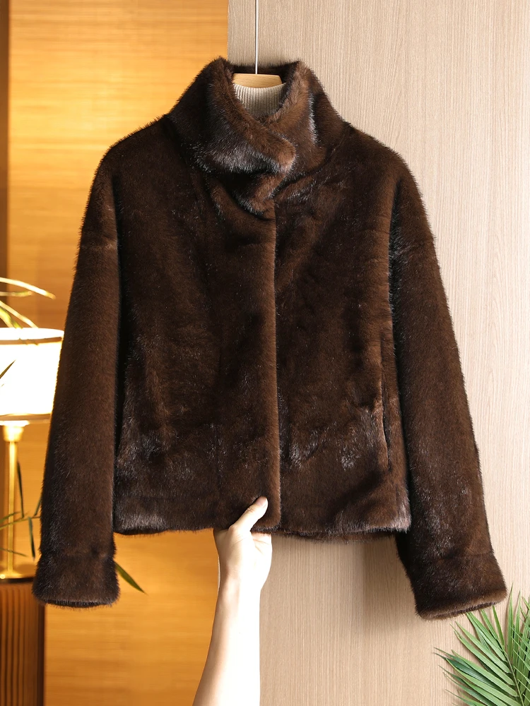 Женская зима 2024 коричнево-зеленое меховое кашемировое белье для молодых мам