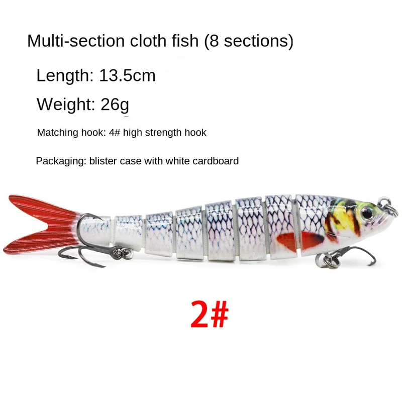 

8-section Broken Hard Baits Luya Bionic Multi-section Bait Cloth Multi-section Fish 13.5cm26g Fishing Fake Bait Fishing Lures