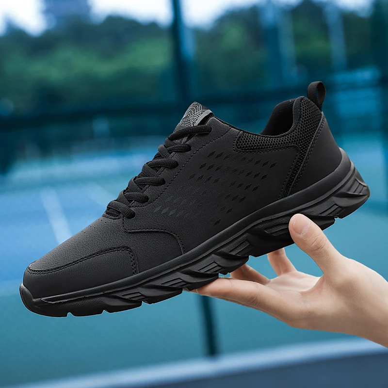 Men Running Shoes Athletic Sport Shoes PU Leather Lace-up Men Outdoor Sneakers Lightweight Men Gym Shoes Men Shoes Free Shipping