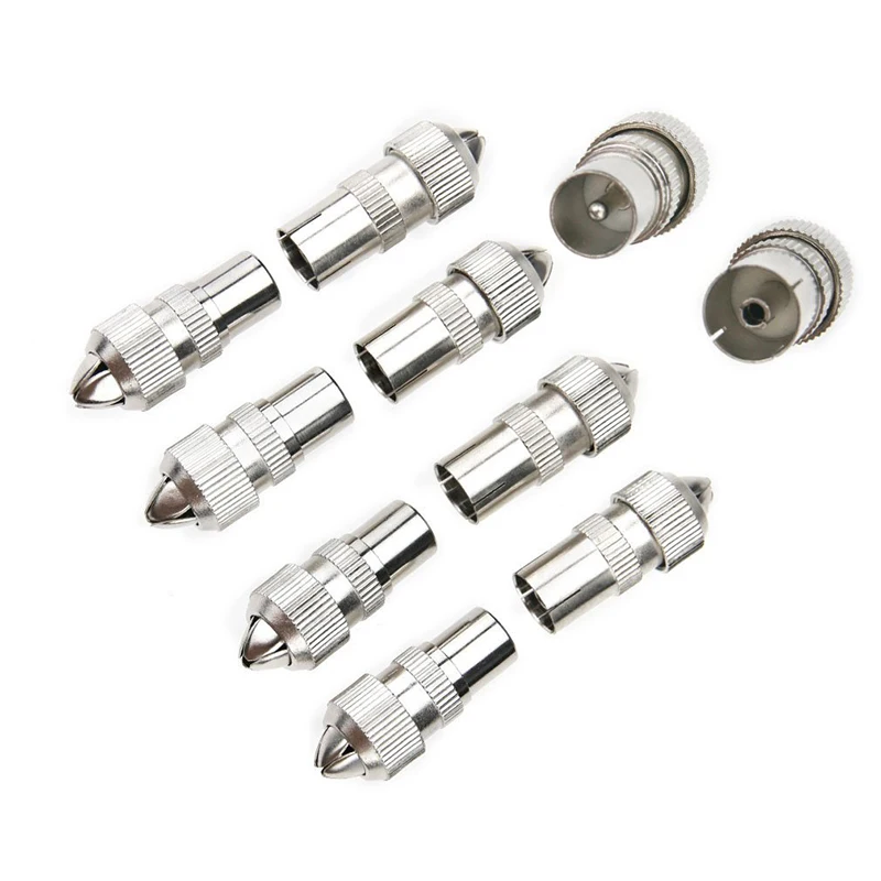 

A50I 10Pcs (5 X Male, 5 X Female)TV Aerial Coaxial Cable Connectors Adaptor