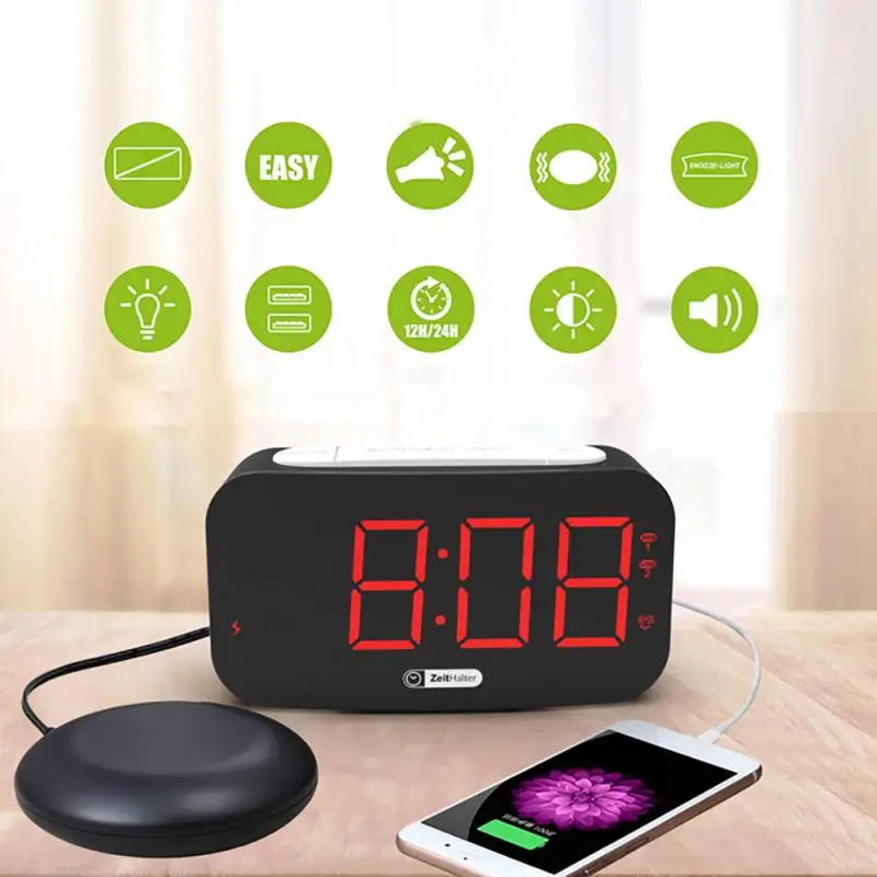 

Loud Alarm Clock for Deaf and Hard of Hearing Night Light Snooze Clocks for Heavy Sleepers Vibrating Alarm Clock with Bed Shaker