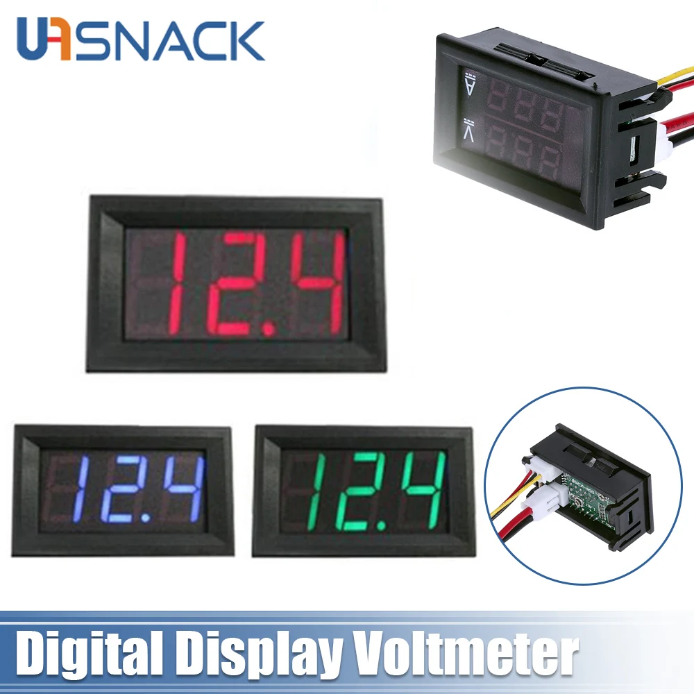 

Mini Digital Voltmeter Ammeter 0.56inch LED Panel DC 4.5-30V Amp Volt Voltage Current Meter Two-wire RGB Display Voltage test