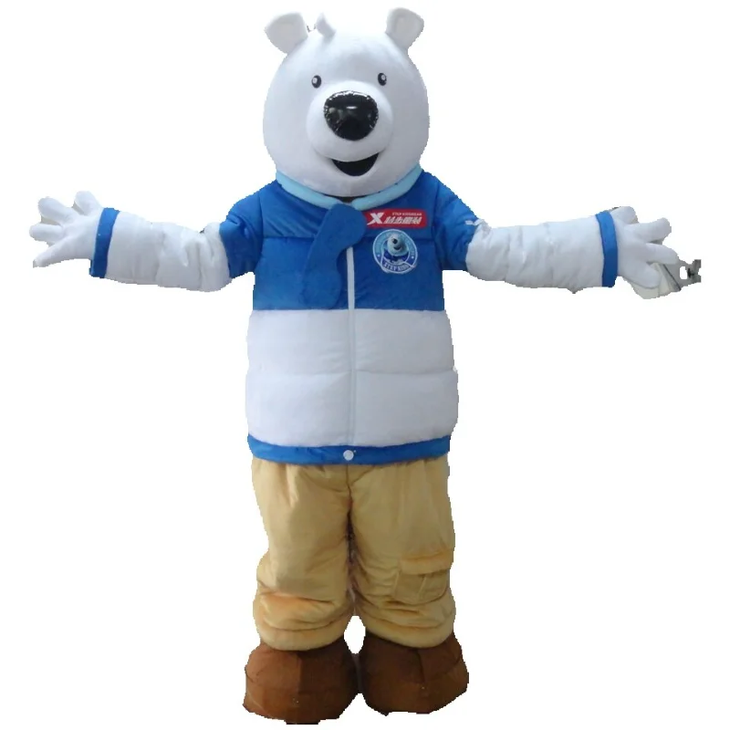

Костюм-талисман с большим белым медведем, костюмы для косплея, вечеринки, игры, наряды, рекламная акция, карнавал, Хэллоуин, взрослый размер