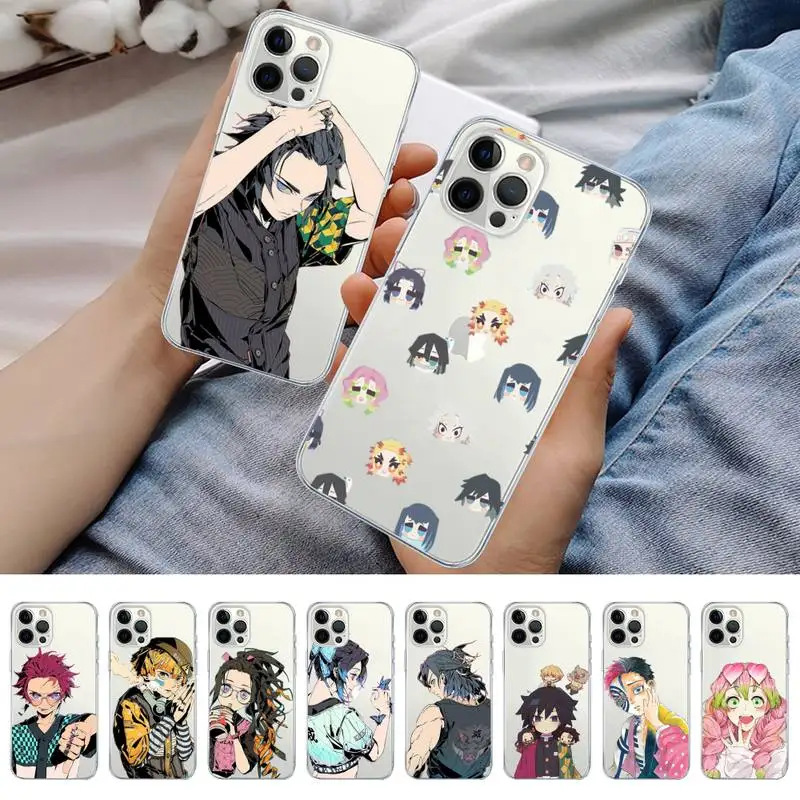 

Cartoon Japan Anime Demon Slayer Phone Case for iPhone 11 12 13 mini pro XS MAX 8 7 6 6S Plus X 5S SE 2020 XR clear case