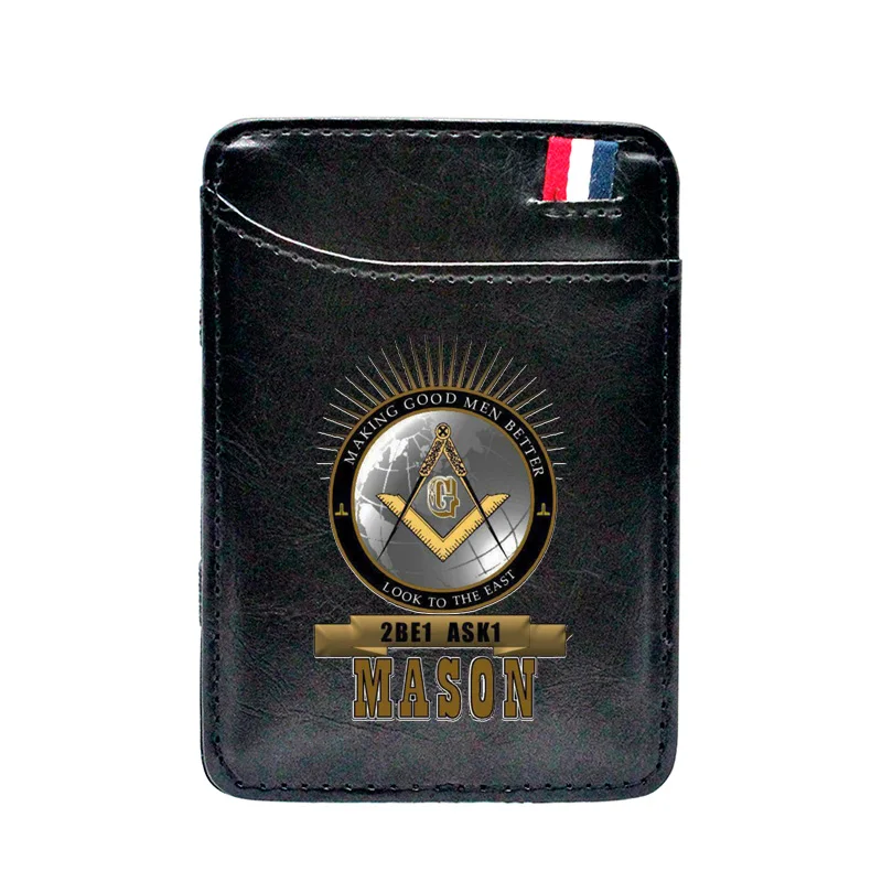 

Freemason 2Be1 Ask1 Mason Look To The East Printing Leather Magic Wallet BE1291