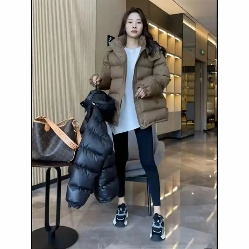 Women's down Cotton-Padded Jacket Short Autumn and Winter Loose Hooded Thickened Warm Cotton Coat Women  Parka