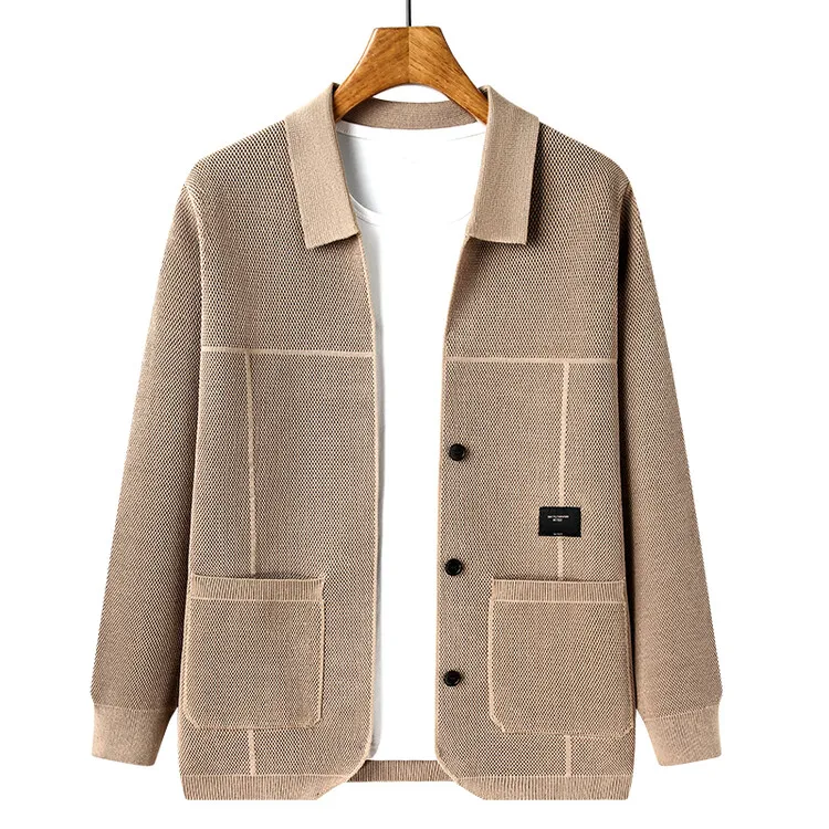Весенне-осенний мужской свитер с лацканами кардиган одежда для папы молодежи и