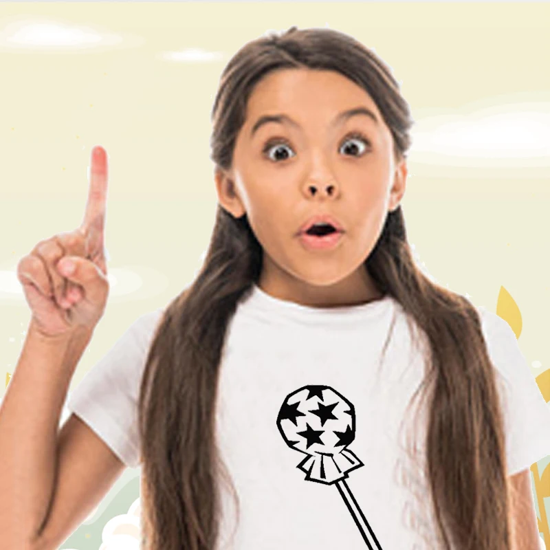 

T-shirts Boy Girl Clothes Mother Kids Young Children Small Child Summer Kawaii One-piece Short Sleeve Cozy Soft Lollipop Pattern
