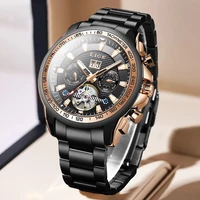 lige luxury automatic watch men top brand fashion full steel tourbillon watch casual 100m waterproof men watches montre homme