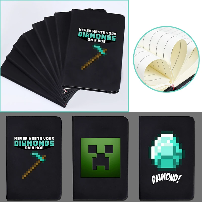 Игровой блокнот Minecraft с героями мультфильмов аниме 80-страничный журнал черная