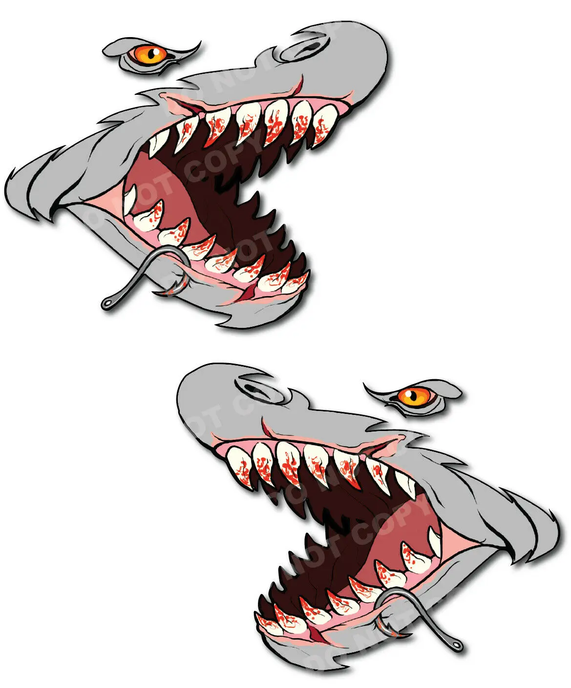 

2pcs 11" Shark Mouth Teeth Graphic Stickers Decal For Kayak Car Side Door Fender