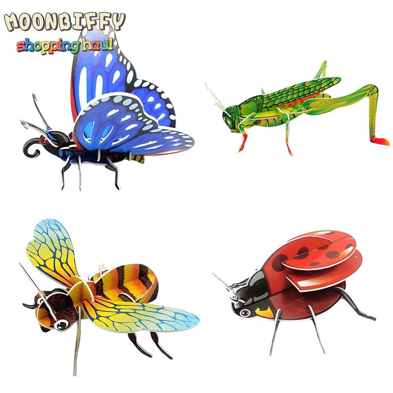 

3D трехмерная головоломка с насекомыми, детская развивающая игрушка, ручная Головоломка «сделай сам», развивающие игрушки Монтессори для ма...