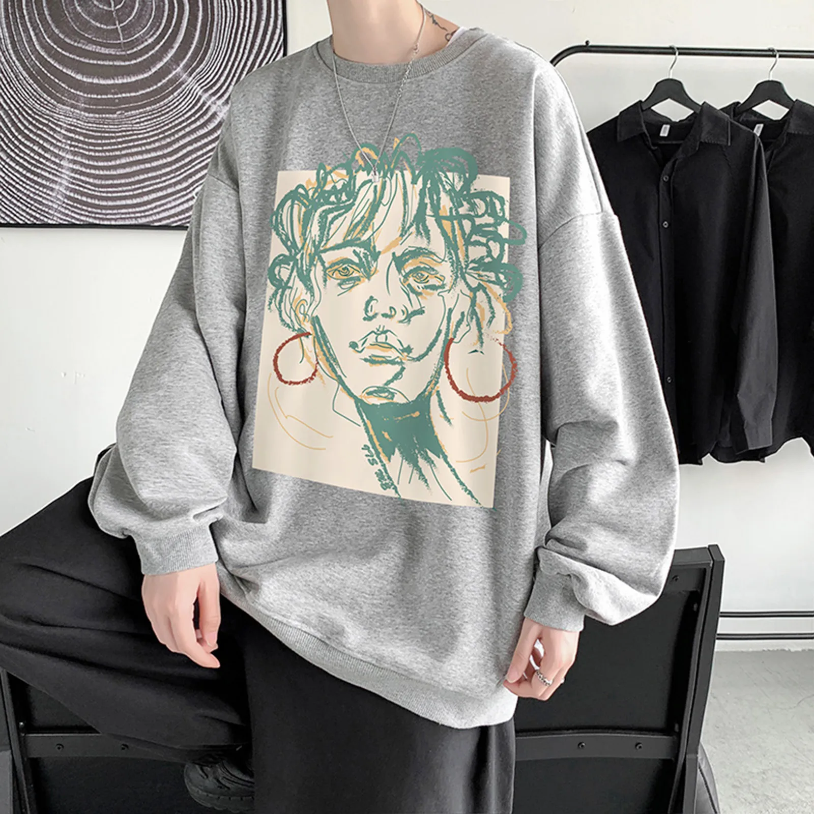 

Men's Pullover Hoodie Mens Autumn And Winter Fashion Casual Simple Hatless Pullover Sweater Long Sleeve Pullover Hoodie Men