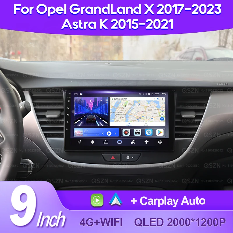 QSZN для Opel GrandLand X 2017-2023 Astra K 2015-2021 Автомобильный радиоприемник 2K QLED 4G CarPlay Android 13 Авто