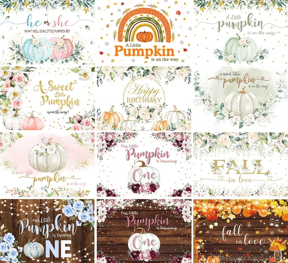 

Mehofond Photography Background Little Pumpkin Baby Shower Fall Autumn Floral Fall in Love Wedding Decor Backdrop Photo Studio