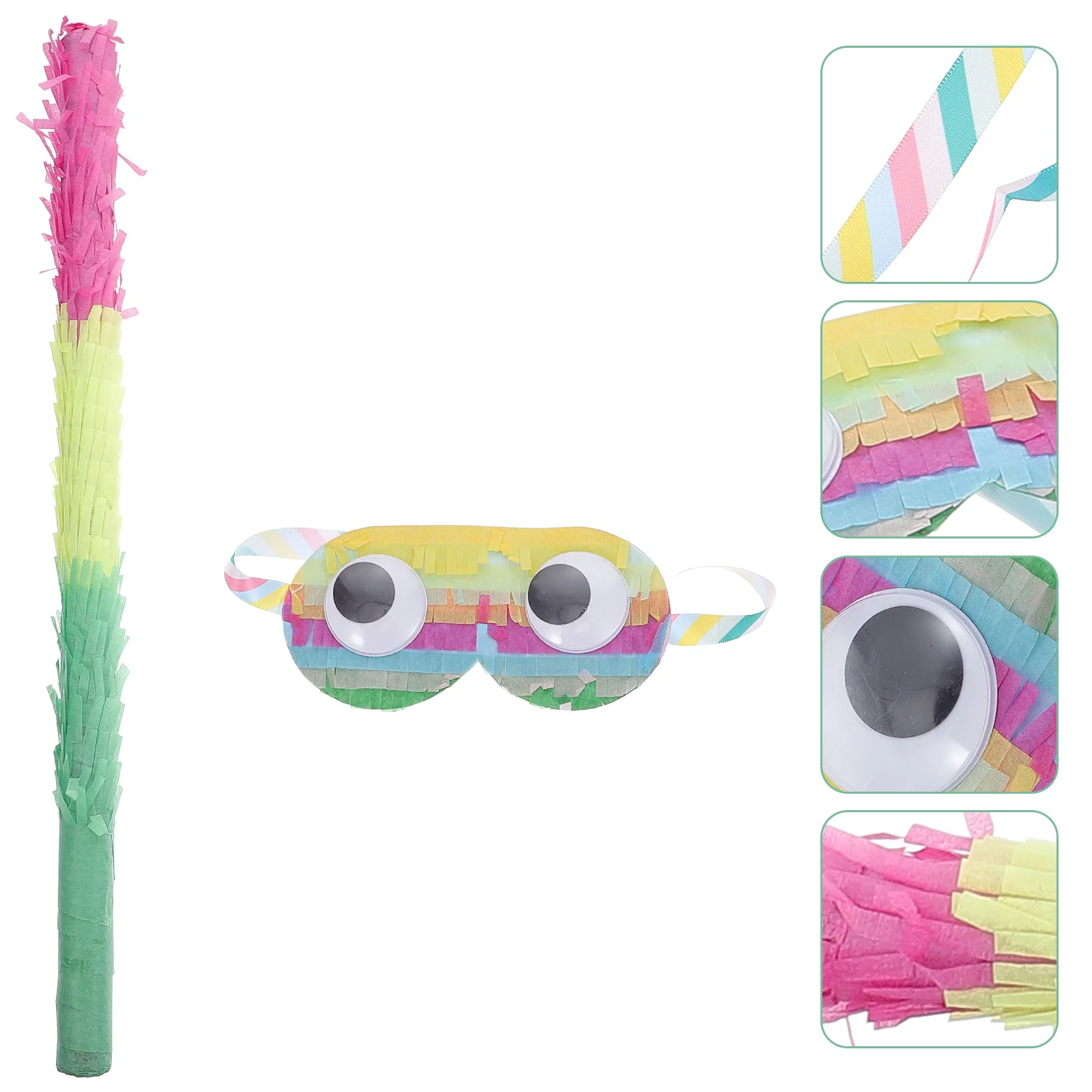 

2Pcs Pinata Stick with Mask Easy to Grip Design Stick Birthday Party Supplies for Kids