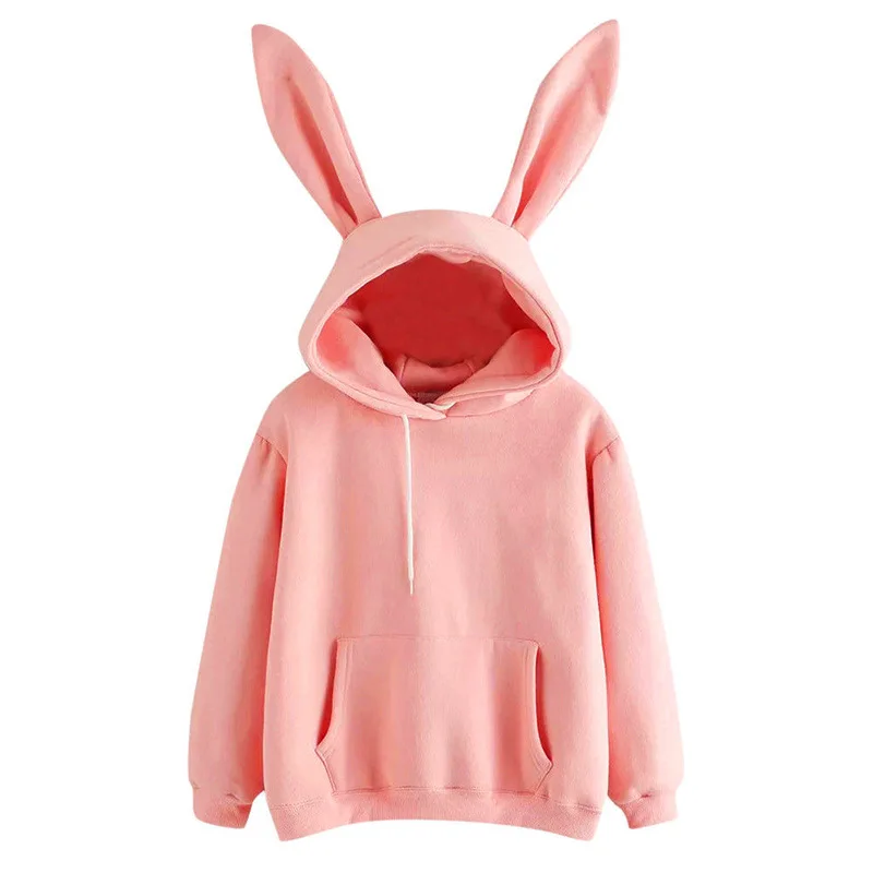 

Women's Cute Rabbit Ears Girl Hoodie Casual Long-sleeved Sweatshirt Loose Casual Oversize Top Sweater 2022 Autumn And Winter