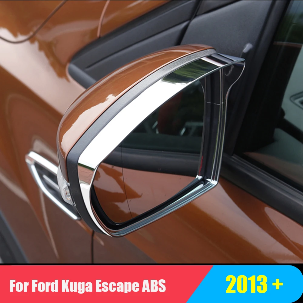 

For Ford Kuga Escape 2013-2017 Accessories ABS Chrome Car rearview mirror block rain eyebrow Cover Trim Car styling 2pcs