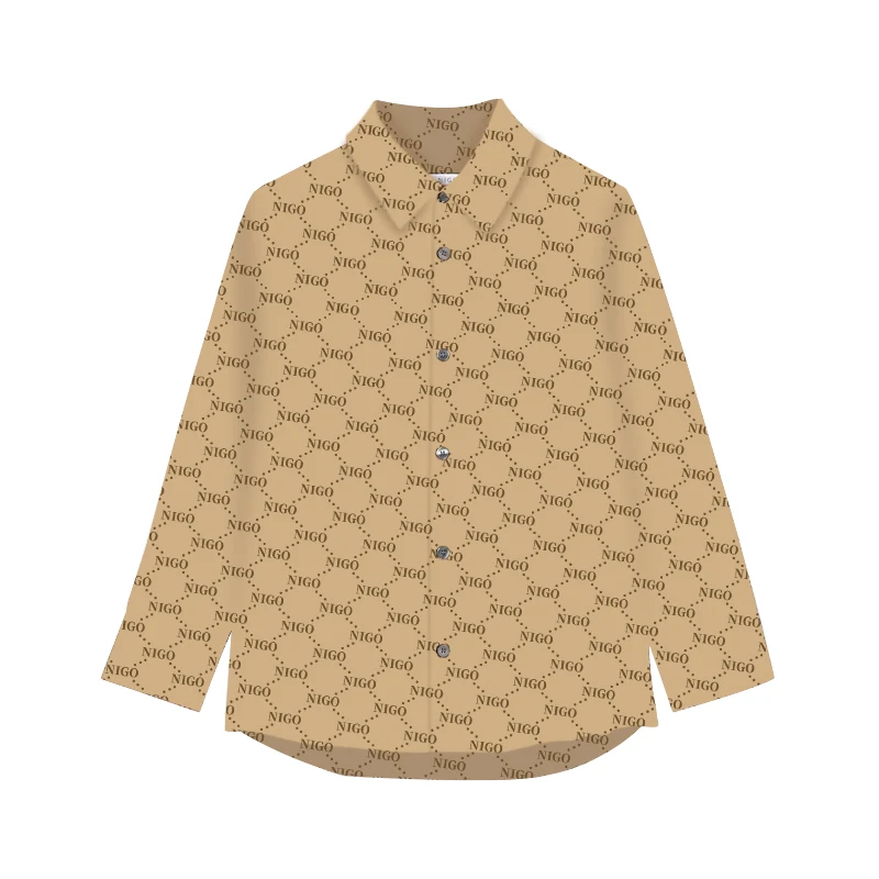 

NIGO Children's Spring And Summer 3-14 Year Old Long Sleeved Stretch Cotton Shirt Clothes Coat #nigo32671