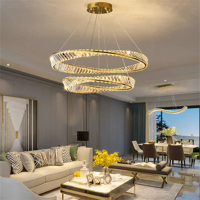 

Modern Living Room Decorations For Home Luxury Chandelier K9 Crystal Pendant Lights Bedroom Kitchen Island Lamp Fixtures