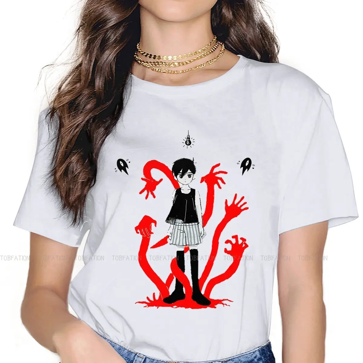 

Sunny World Classic Women's T Shirt Omori Babo Game Ladies Tees Harajuku Cotton Tops Graphic Tshirt 4XL Loose Fashion