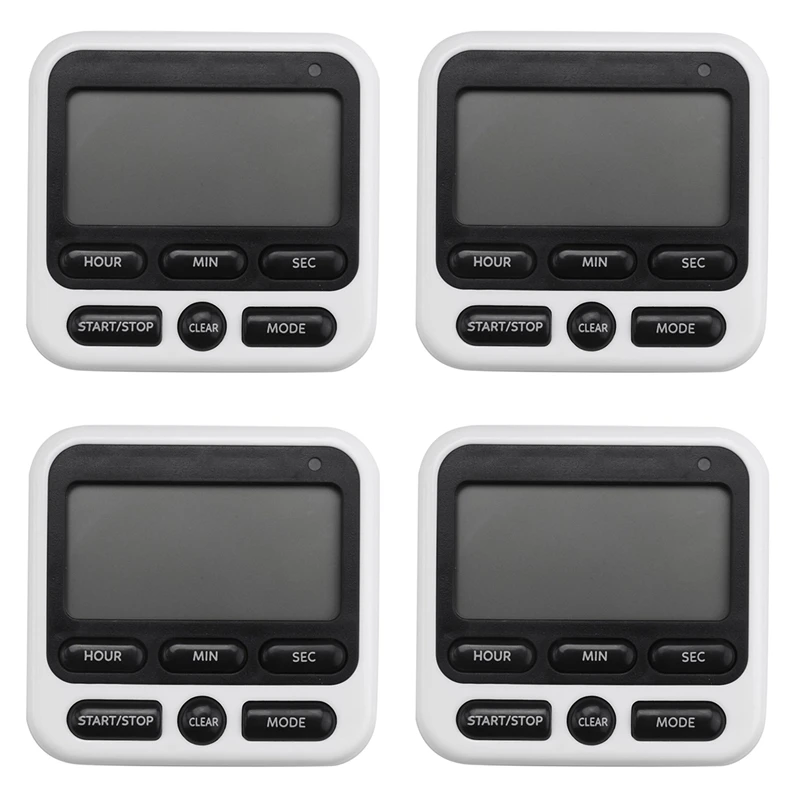

4X Kitchen Timer, Magnetic Kitchen Timer, With Adjustable Sound Alarm And Memory Function For Cooking And Studying
