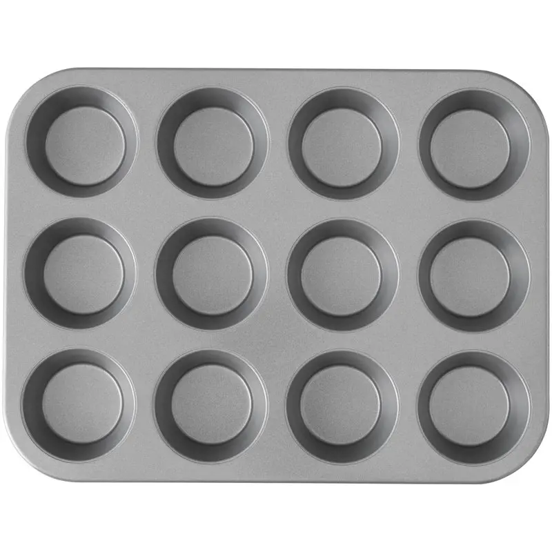 

It Simply Non-Stick Cupcake Pan, 12-Cup Air fryer liner Molde para hornear Pizza accessories in square cake pan Metal bundt cak