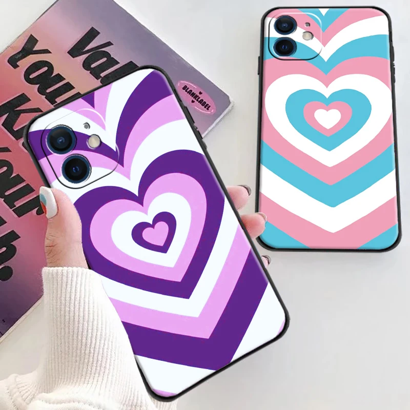

Heart Heart Color Phone Cases For iPhone 11 12 Pro MAX 6S 7 8 Plus XS MAX 12 13 Mini X XR SE 2020 Coque Funda Soft TPU Carcasa