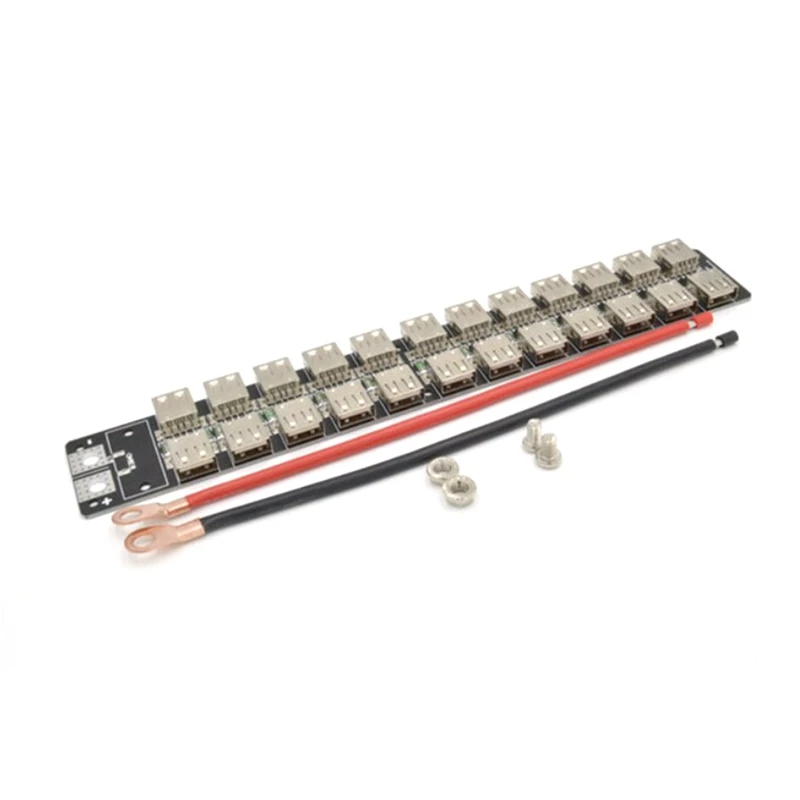 

4.8-5.2V USB Charger 24-Port Fast Charging Socket Power Supply Board Double-Row Layout With 12AWG Silicone Wire