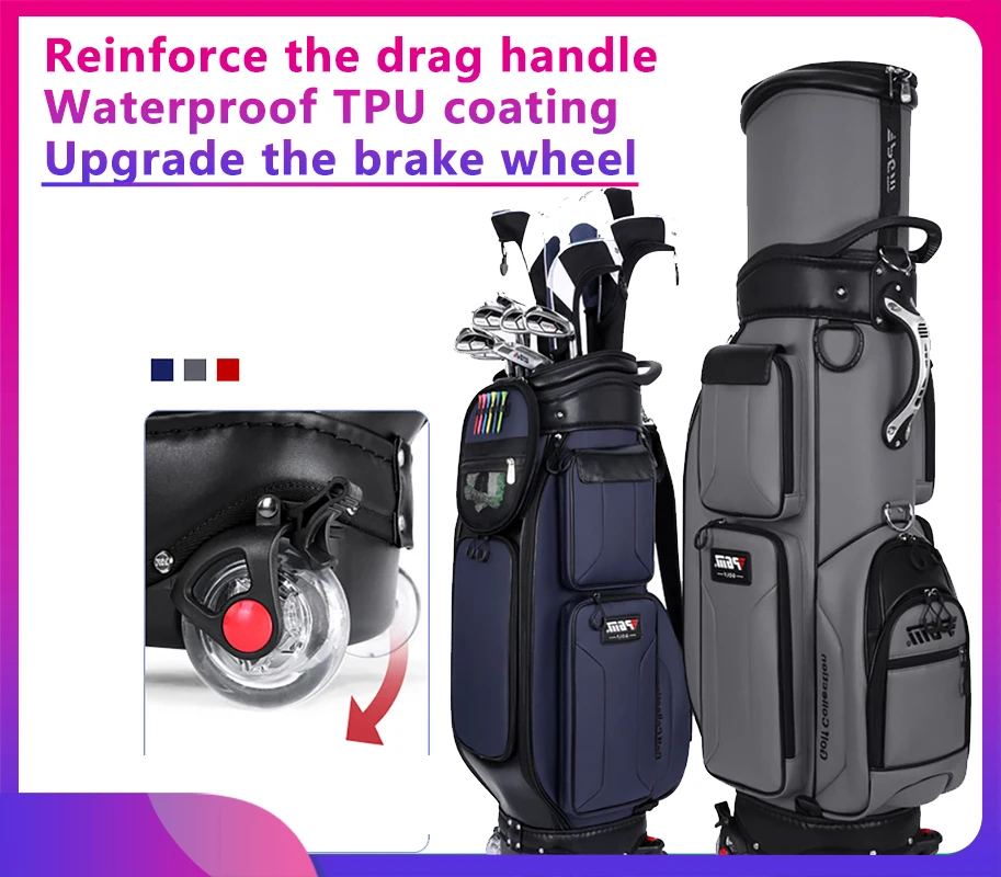 

Сумка для гольфа Pgm, водонепроницаемая нейлоновая вместительная, с возможностью увеличения объема, 4 универсальных колесика, вмещает 13 штук