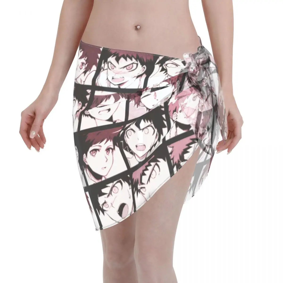 

Sexy Women Hajime Manga Sheer Kaftan Sarong Beach Wear Danganronpa Anime Bikini Cover-Up Sarong Short Skirt