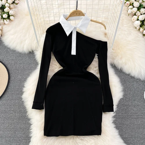 Women Fashion Polo Neck Off Shoulder 