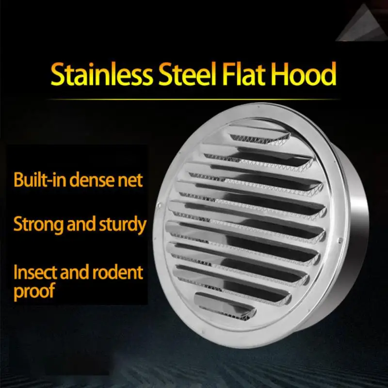 

Silver Antirust Air Fence Rain-proof Ventilation Hood Vents Pipe Fittings Stainless Steel Durable Ventilation Cover Fly Nets