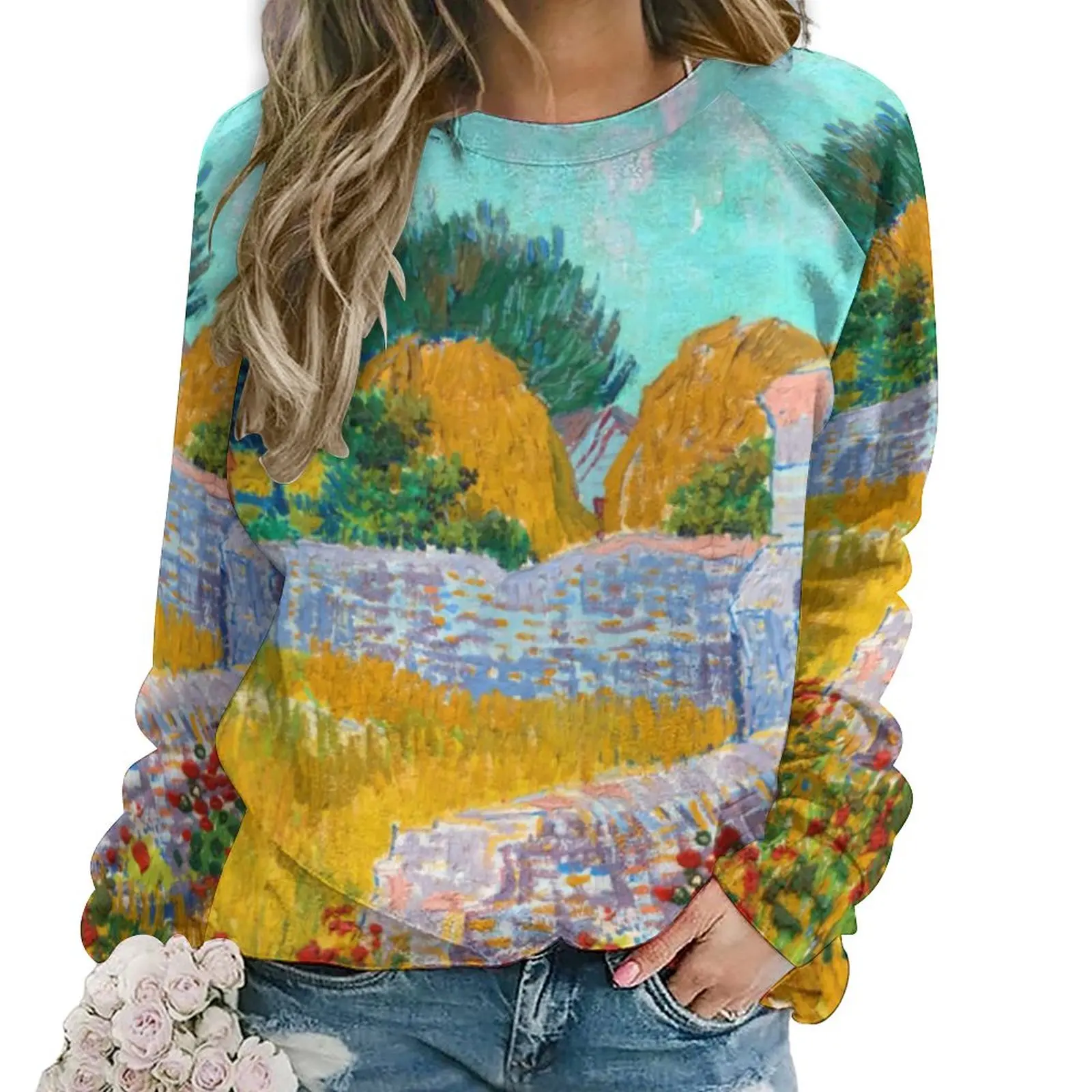 

Van Gogh Hoodies Female Long Sleeve Farmhouse in Provence Casual Hoodie Cheap Autumn Street Style Oversized Graphic Sweatshirts