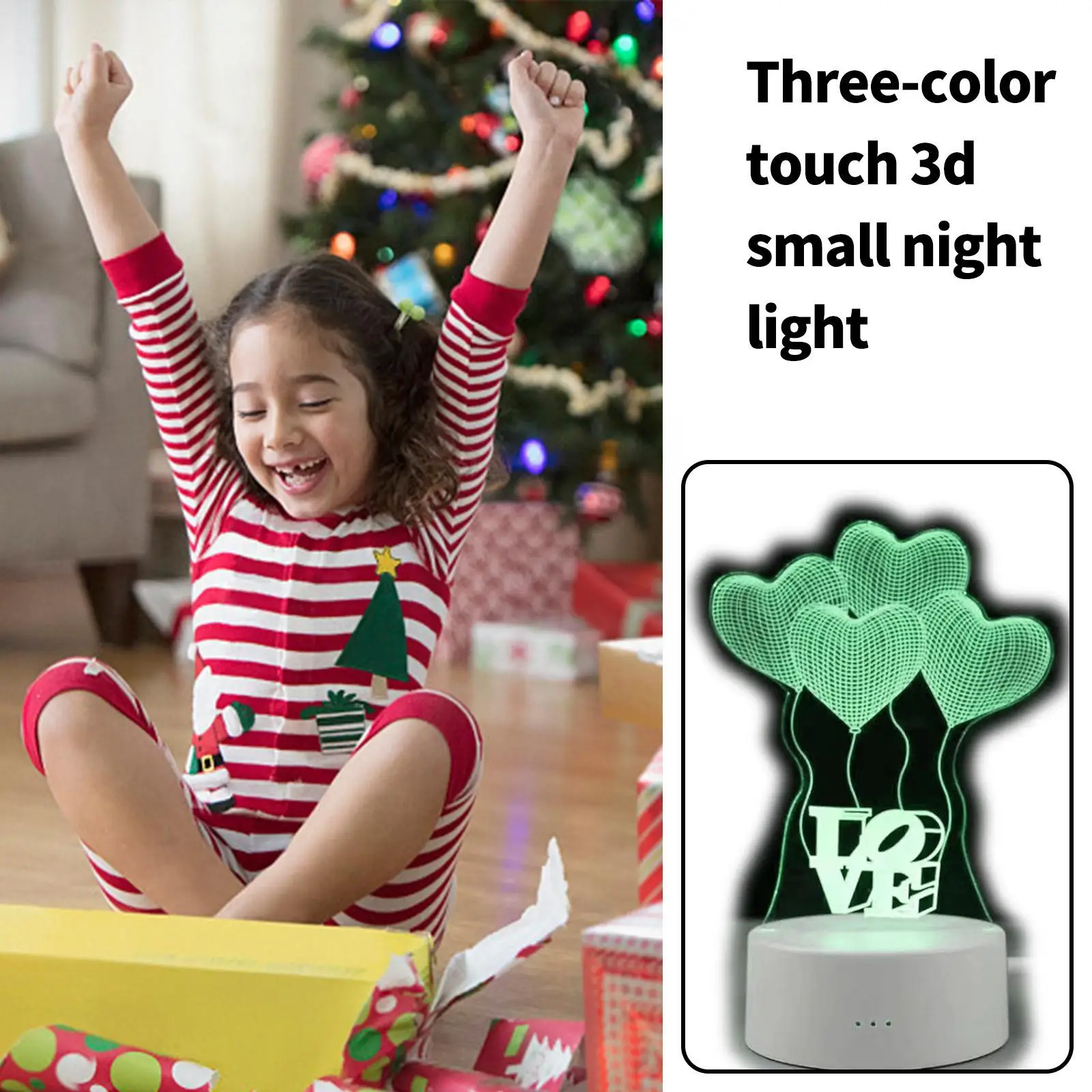 

3D детский ночник, воздушный шар с сердцем, светодиодный переключатель, красочная атмосфера для украшения дома, светильник для стола, прикро...