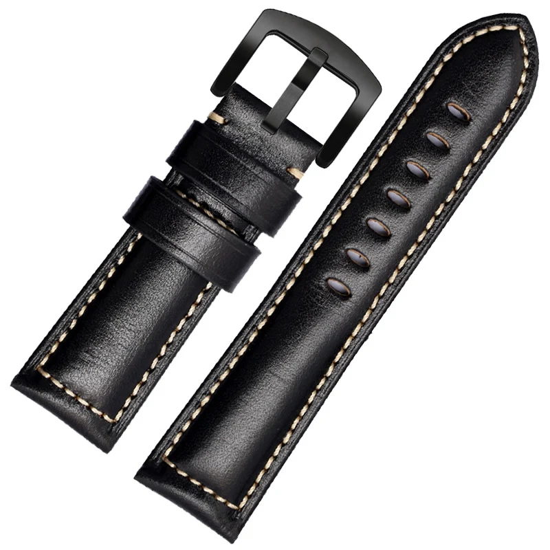 High quality leather watch belt accessories are suitable for Panerai PAM111/ fossil / Breitling leather watch chain 22 24mm 26mm
