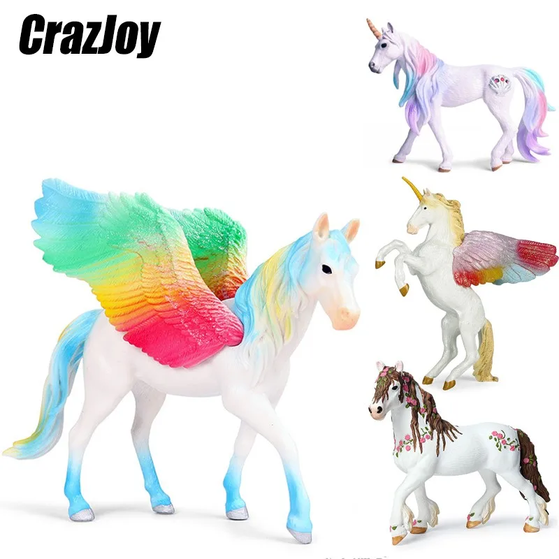 

New Simulation Pegasus Unicorn Model Mythical Elves Elf Pegasus Action Figures Model PVC Cute Kids Toy Gift for Home Decoration