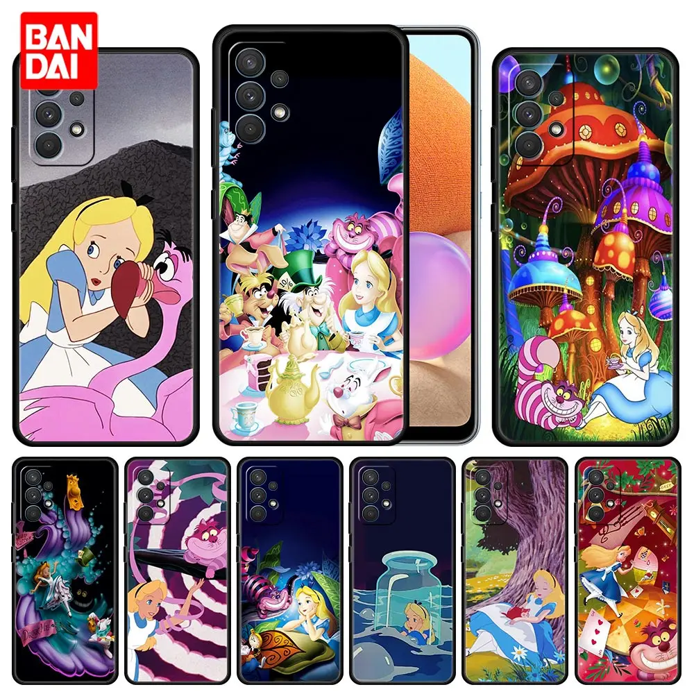 

Alice In Wonderland Cat Phone Case for Samsung Galaxy A12 A52 A32 A72 A22 A02 A21 A51 A21s A02s 4G 5G Coque Cover Silicone