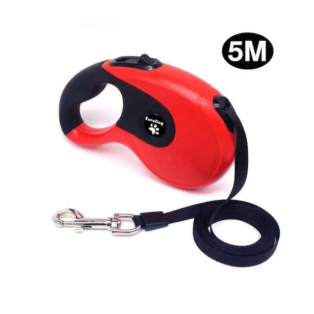 

EuroDog Auto Strip Dog Walking Leash 5 Mt Black-Red 400047059