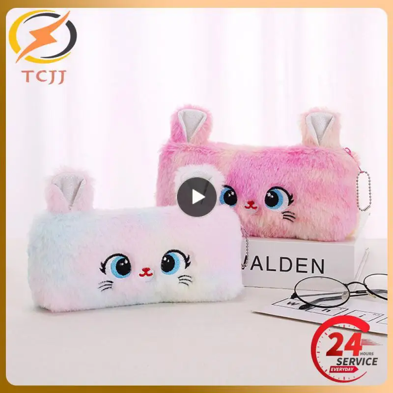 

Новинка, Канцелярский карандаш, большой емкости, 1 ~ 10 шт., карандаш с мультяшным котом, Женский карандаш для студентов, 20 × 10 см, ручка, сумка, мягкая шерсть