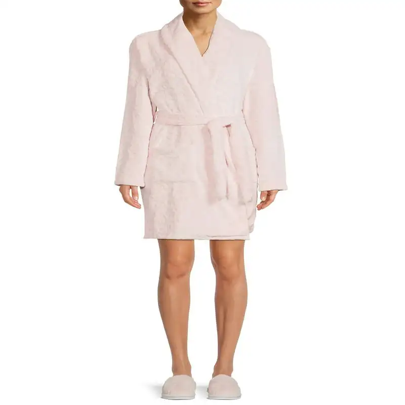 

and Women's Plus Size Shawl Collar Robe and Slippers Set, 2-Piece