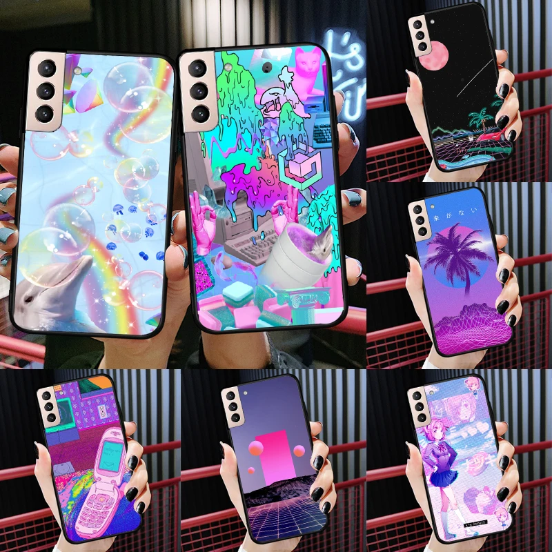 

Vaporwave Aesthetic Trippy Case For Samsung Galaxy S22 Ultra S21 Ultra S21 FE S9 S10 Note 10 Plus S20 FE Back Cover