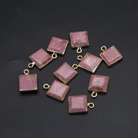 natural gemstone pendants reiki heal square rhodochrosite for jewelry making diy women necklace earrings supplies
