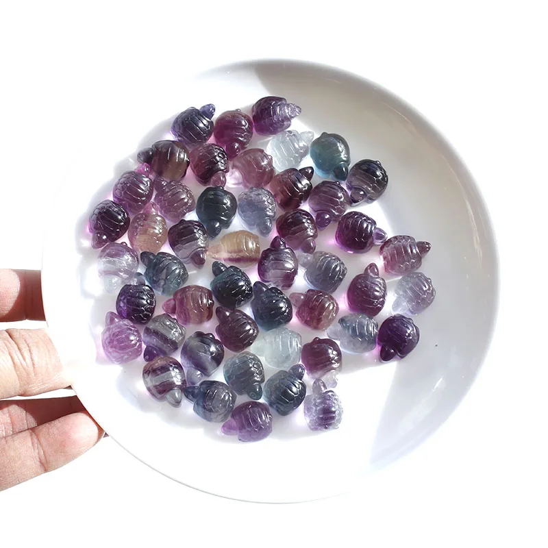 

5/10 Pcs Mini Size Natural Rainbow Fluorite Crystal Tortoise For Craft