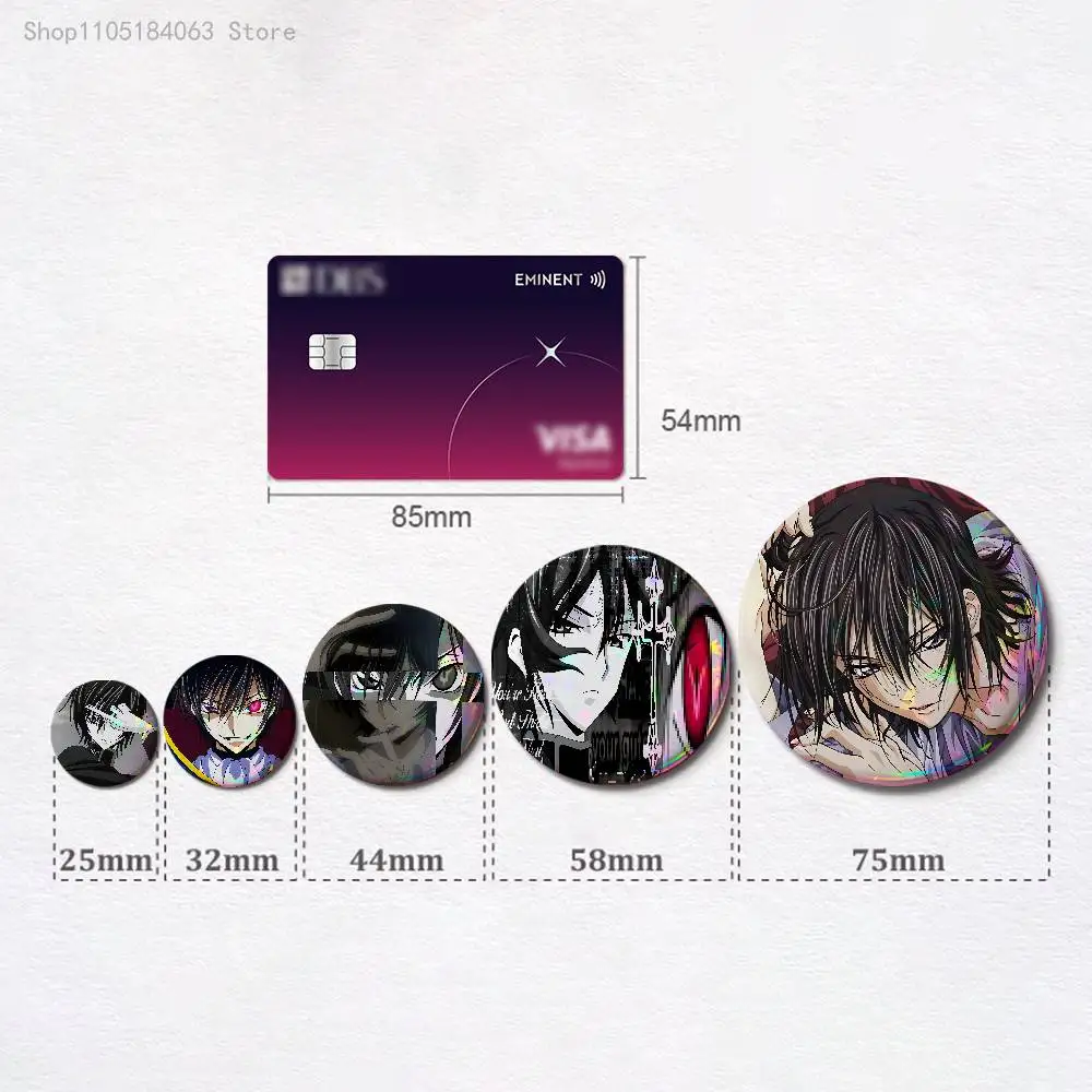 Фото L-Lelouch L-Lamperouge vi Britannia 58 мм 44 мм HD брошь с принтом значки красивые дерби круглые броши-дисплеи булавки для лацканов №2
